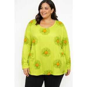 R119 Misslook 3XL Lightweight Daisy Blouse in Lime Green R0000119